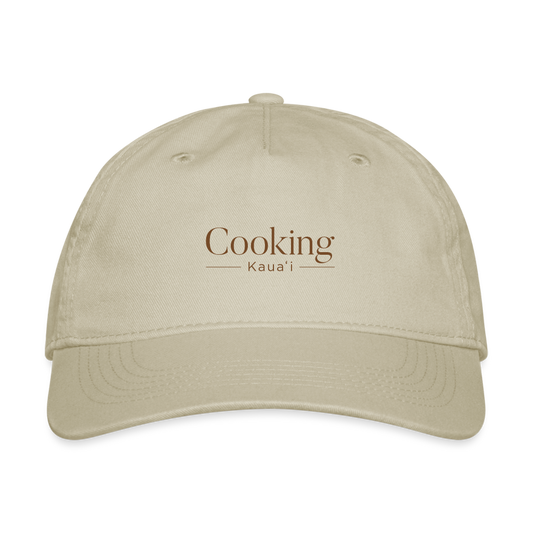 Organic Baseball Cap with Cooking Kaua'i - khaki